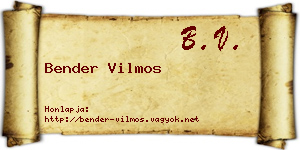Bender Vilmos névjegykártya